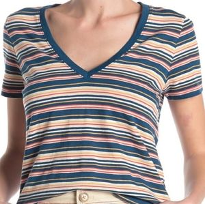 Madewell Frisbee Multicolor Stripe V-Neck T-Shirt
